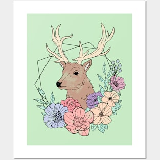 Floral Stag Posters and Art